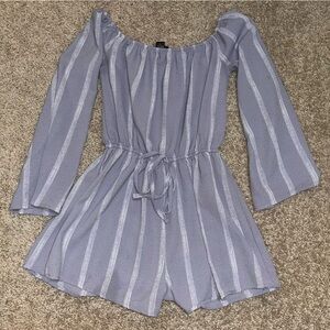 Women's Striped Gray/Blue Romper